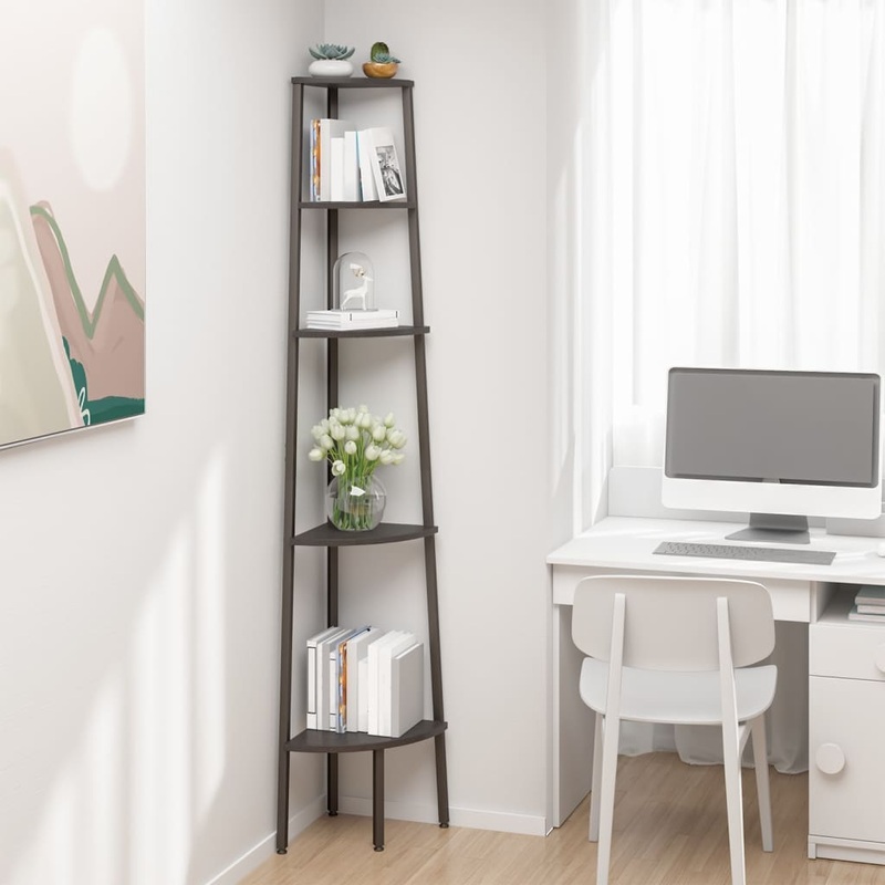 Berkfield 5-Tier Corner Shelf Black 45.5×31.5×180 cm