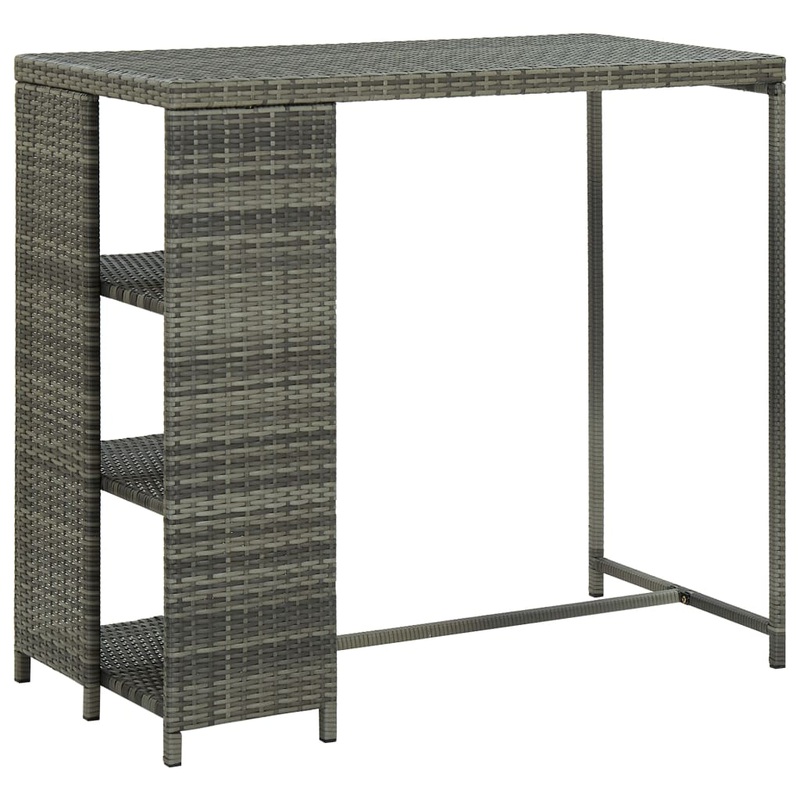 Berkfield Bar Table with Storage Rack Grey 120x60x110 cm Poly Rattan