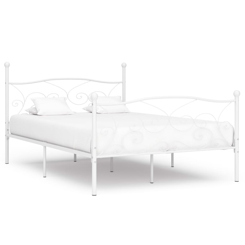 Berkfield Bed Frame with Slatted Base White Metal 140×200 cm