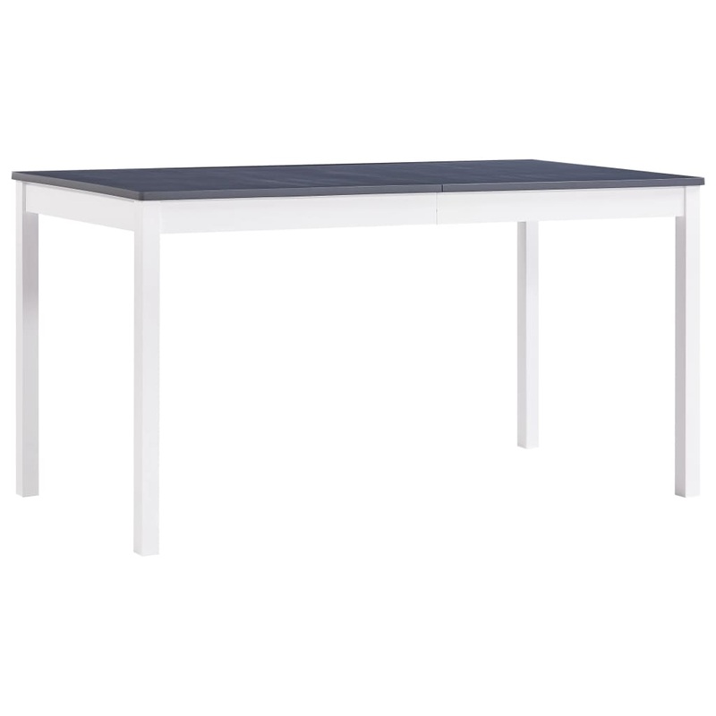 Berkfield Dining Table White and Grey 140x70x73 cm Pinewood