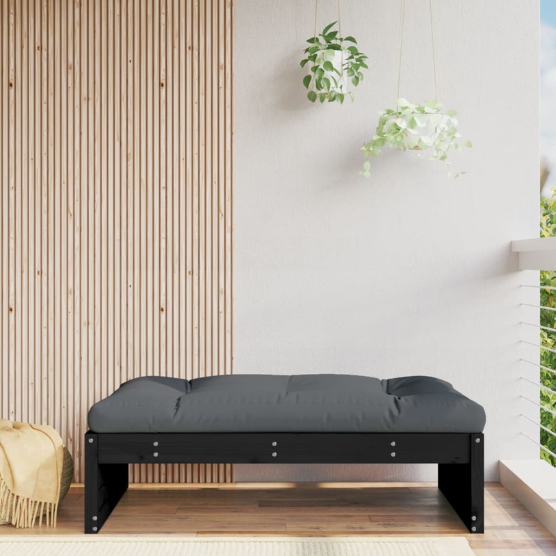 Berkfield Garden Footstool Black 120×80 cm Solid Wood Pine