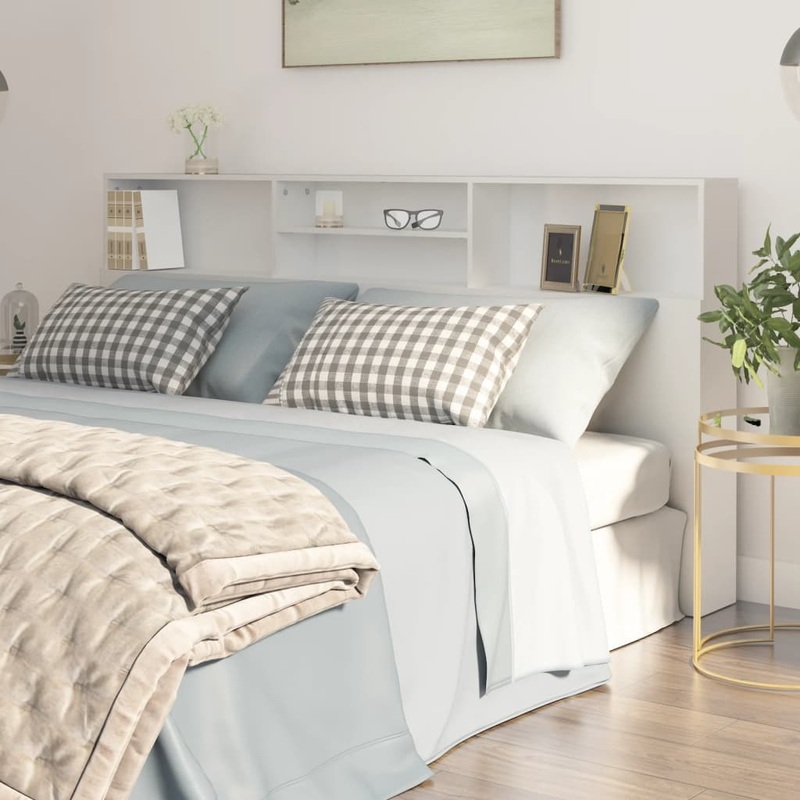 Berkfield Headboard Cabinet White 200x19x103.5 cm