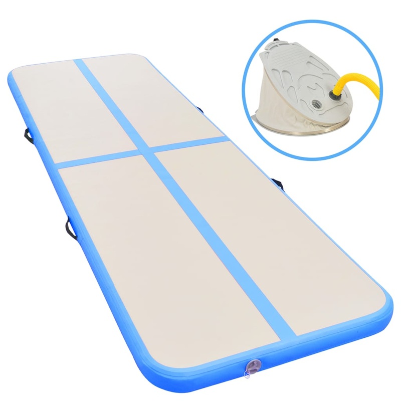 Berkfield Inflatable Gymnastics Mat with Pump 400x100x10 cm PVC Blue