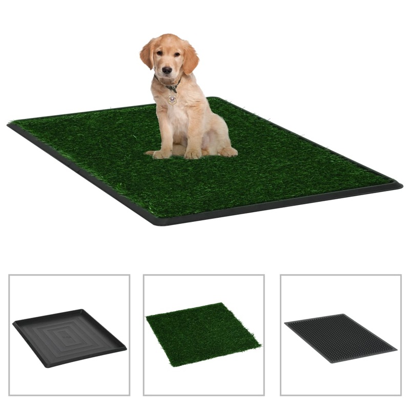 Berkfield Pet Toilet with Tray & Faux Turf Green 64x51x3 cm WC