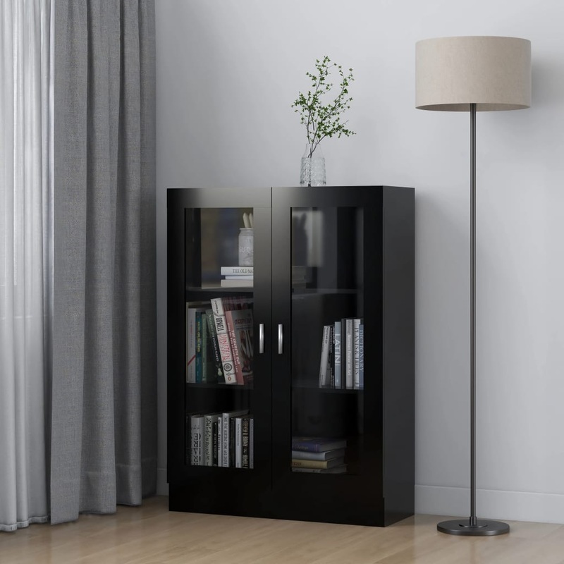 Berkfield Vitrine Cabinet Black 82.5×30.5×115 cm Engineered Wood