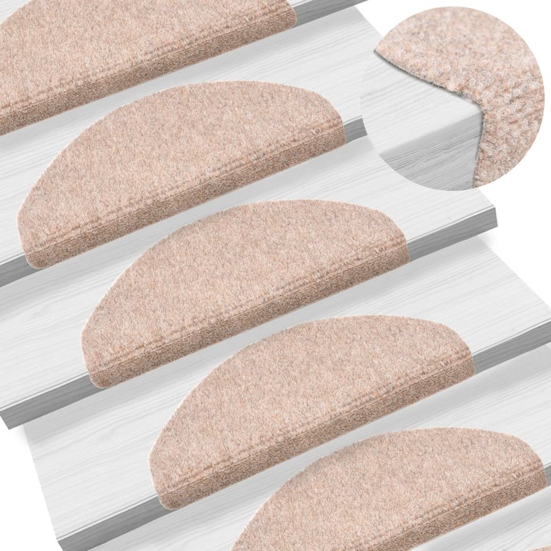 Berkfield 15 pcs Self-adhesive Stair Mats Needle Punch 65x21x4 cm Brown