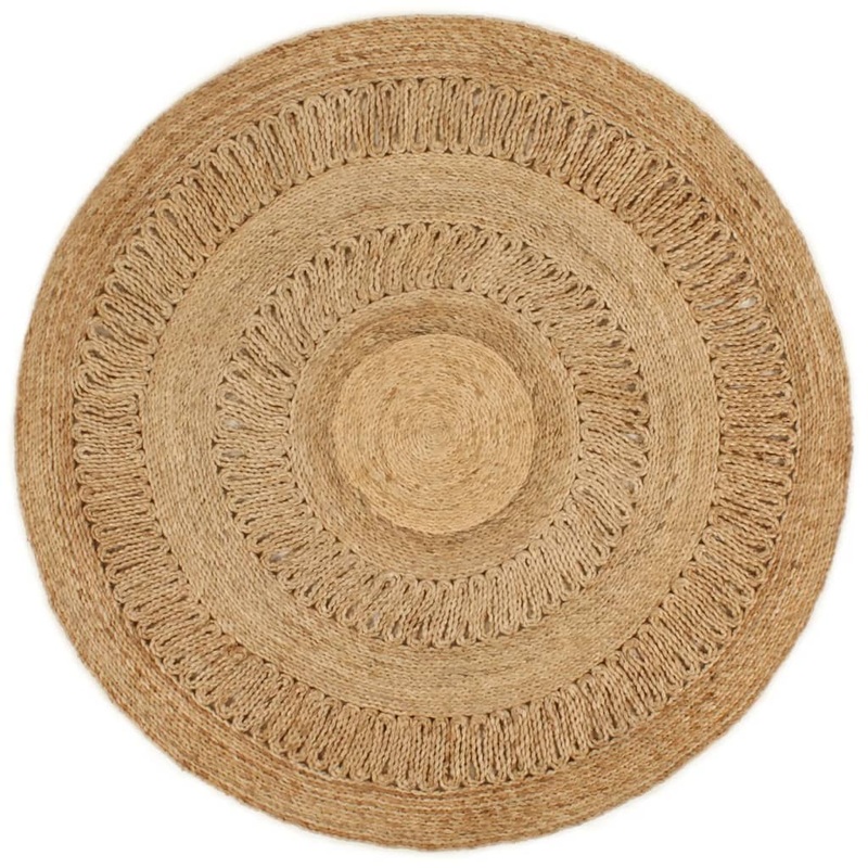 Berkfield Area Rug Hand-braided Jute 120 cm Round
