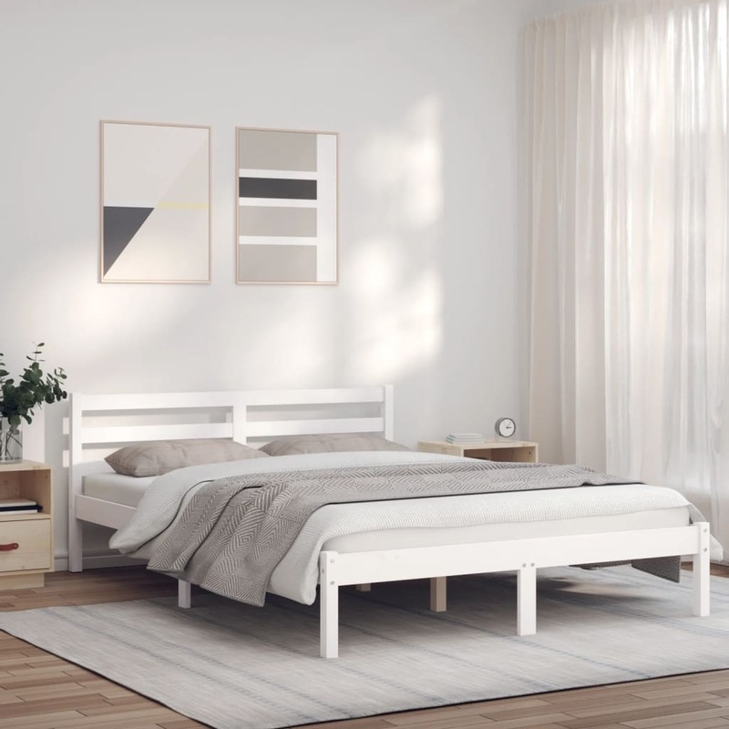 Berkfield Bed Frame White 160×200 cm Solid Wood Pine