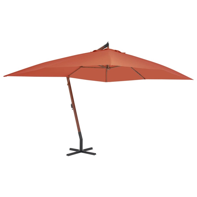 Berkfield Cantilever Umbrella with Wooden Pole 400×300 cm Terracotta