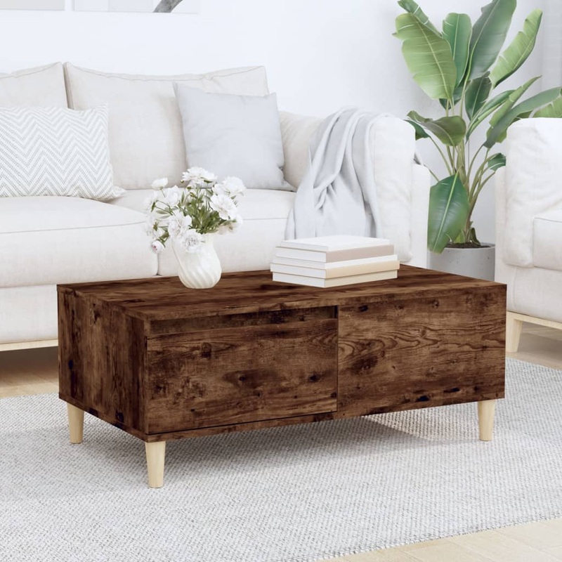 Berkfield Coffee Table Smoked Oak 90x50x36.5 cm Engineered Wood