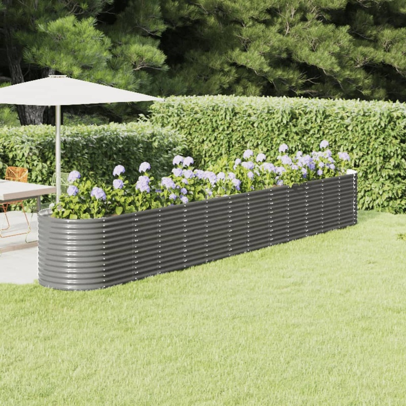 Berkfield Garden Raised Bed Powder-coated Steel 512x80x68 cm Grey