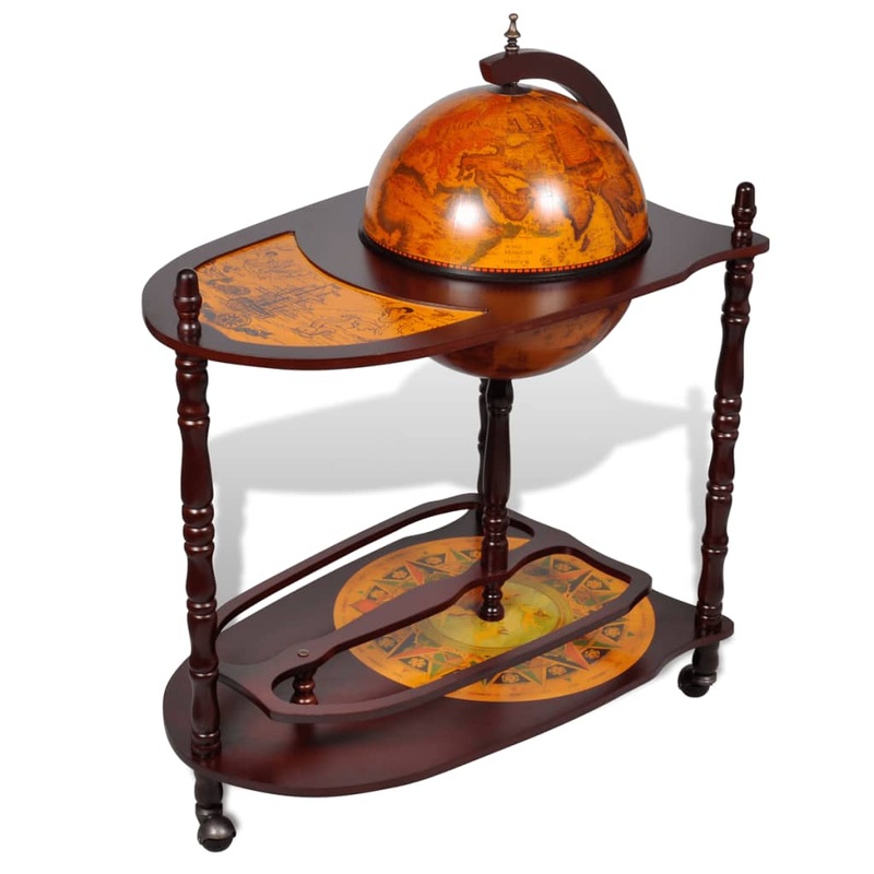 Berkfield Globe Bar Wine Stand Eucalyptus Wood Freestanding
