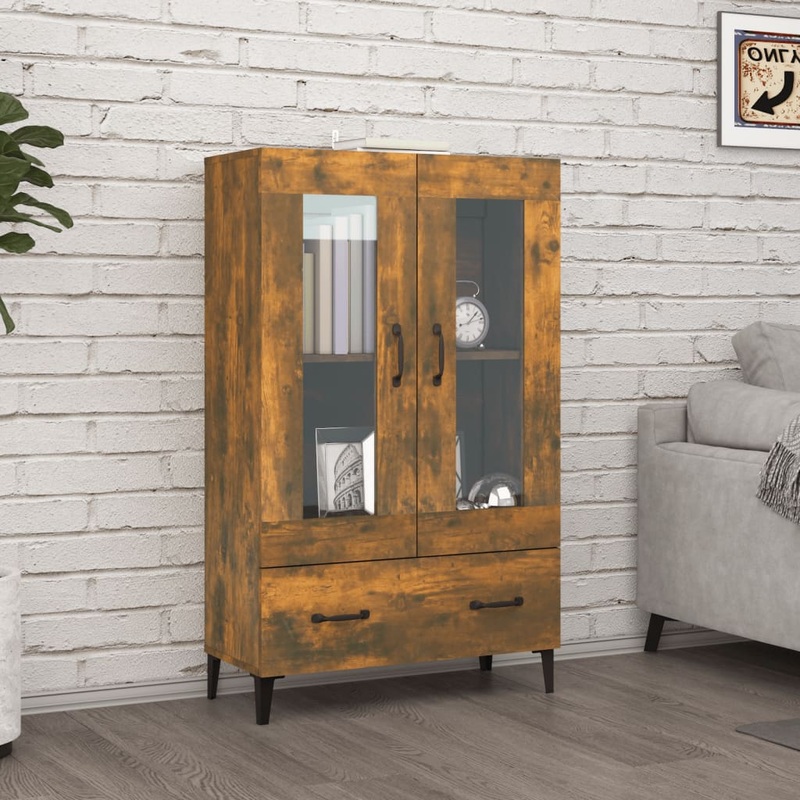 Berkfield Highboard Smoked Oak 70x31x115 cm Engineered Wood