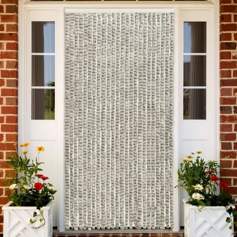 Berkfield Insect Curtain Light and Dark Grey 100×220 cm Chenille