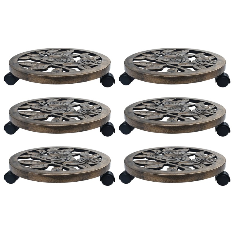 Berkfield Plant Trolleys 6 pcs Bronze 38 cm Plastic