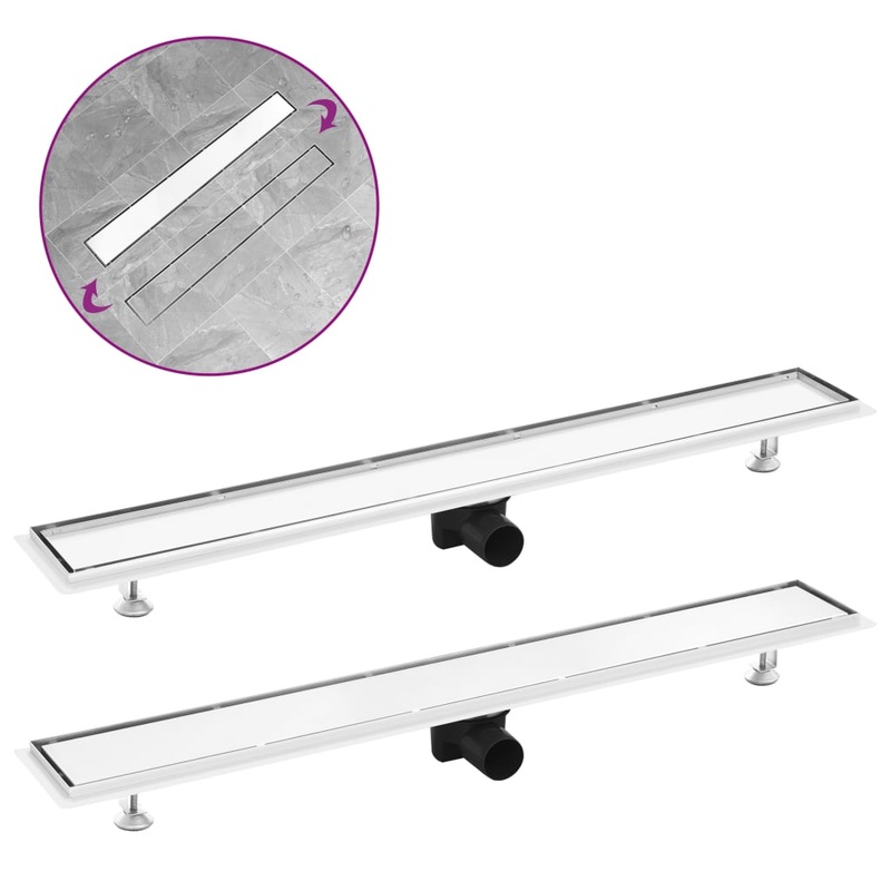 Berkfield Shower Drain with 2-in-1 Cover 93×14 cm Stainless Steel