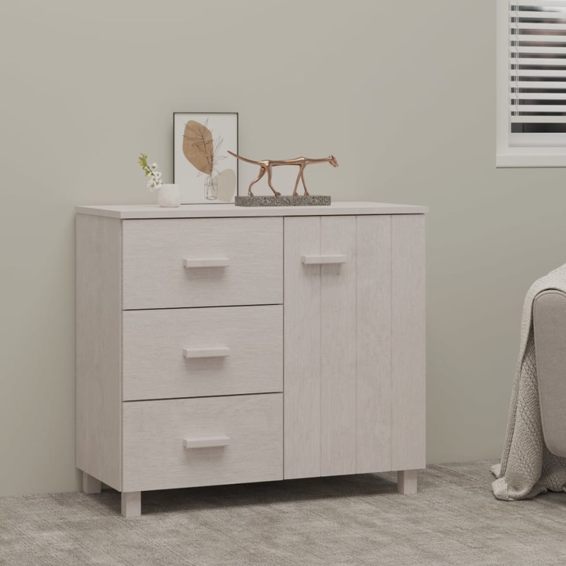 Berkfield Sideboard HAMAR White 90x40x80 cm Solid Pinewood
