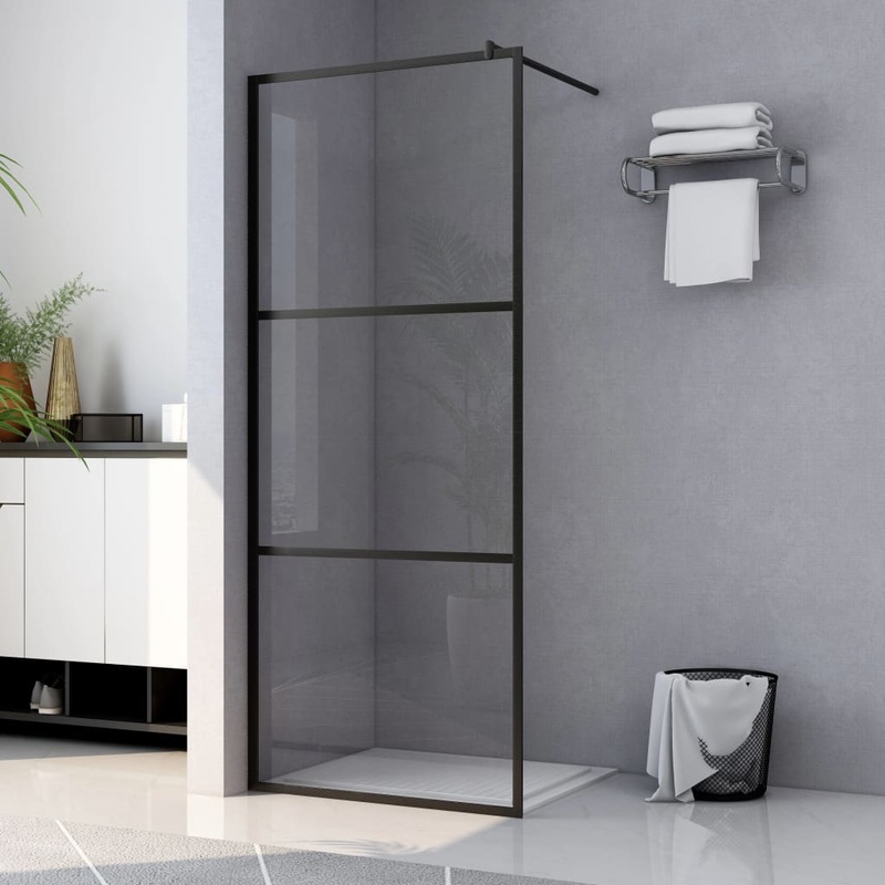 Berkfield Walk-in Shower Wall with Clear ESG Glass Black 90×195 cm