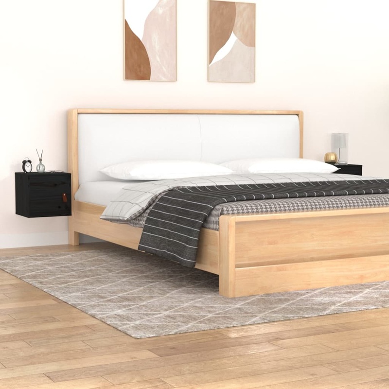 Berkfield Wall Cabinets 2 pcs Black 31.5x30x30 cm Solid Wood Pine