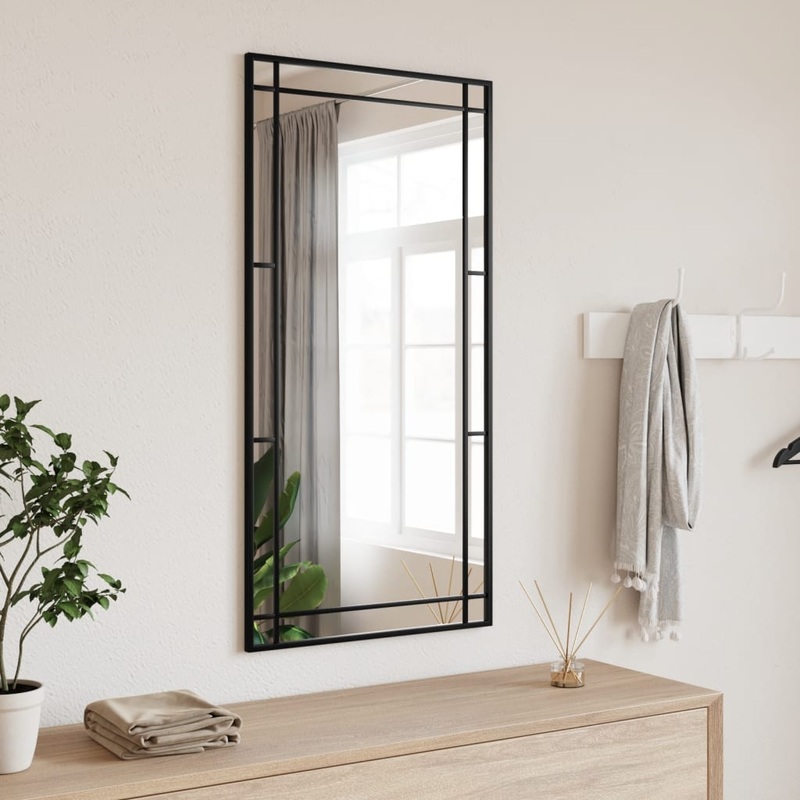 Berkfield Wall Mirror Black 50×100 cm Rectangle Iron