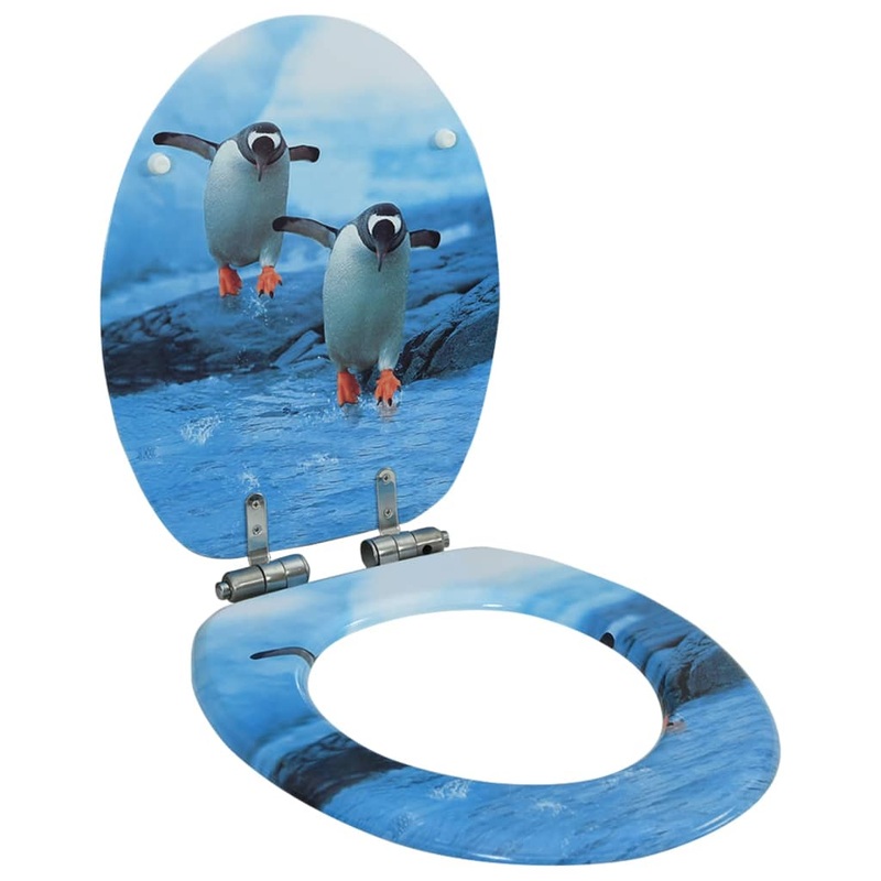 Berkfield WC Toilet Seat with Soft Close Lid MDF Penguin Design
