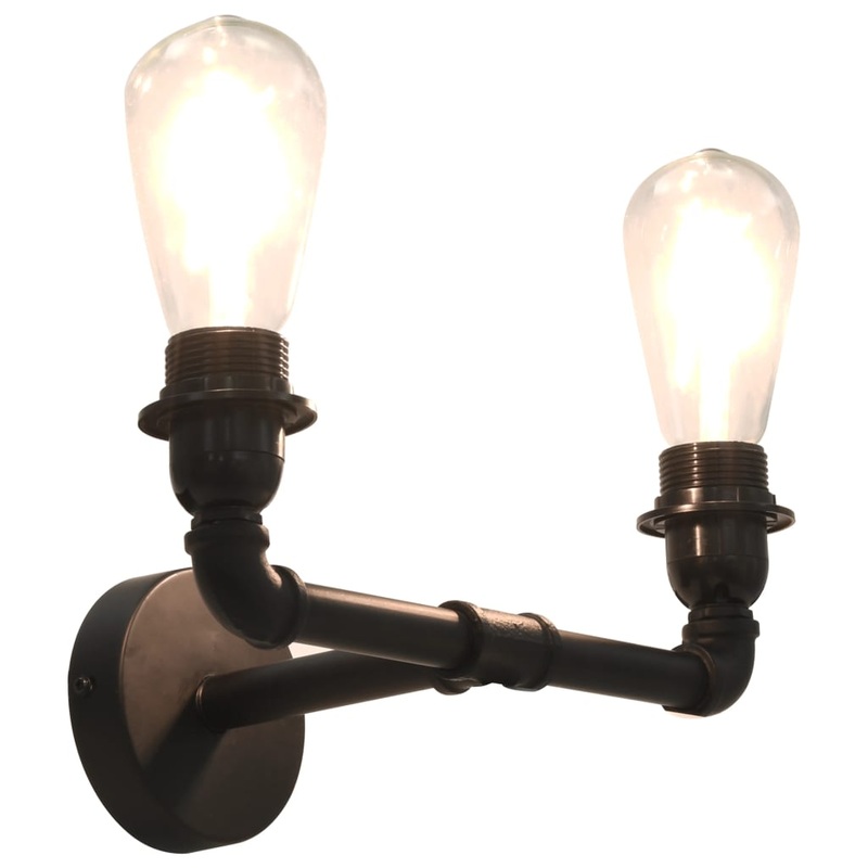 Berkfield 2-way Wall Lamp Black 2 x E27 Bulbs