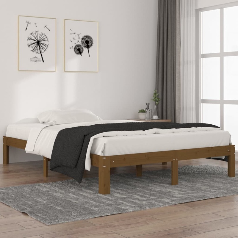 Berkfield Bed Frame Honey Brown Solid Wood Pine 140×200 cm