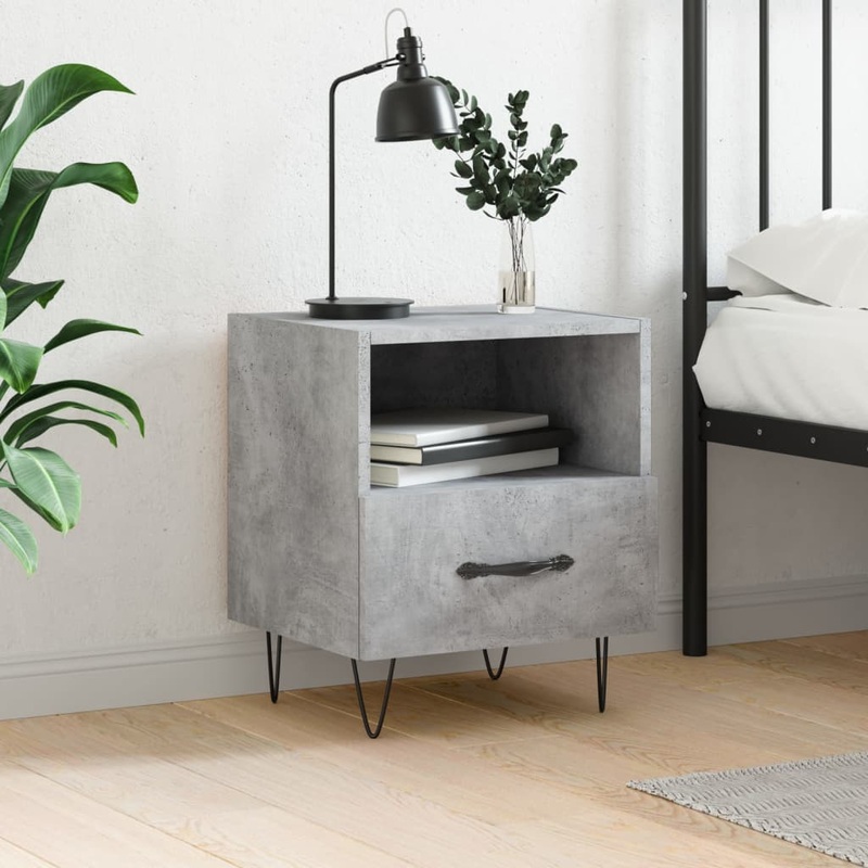 Berkfield Bedside Cabinet Concrete Grey 40x35x47.5 cm Engineered Wood