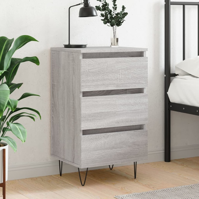 Berkfield Bedside Cabinet Grey Sonoma 40x35x69 cm Engineered Wood