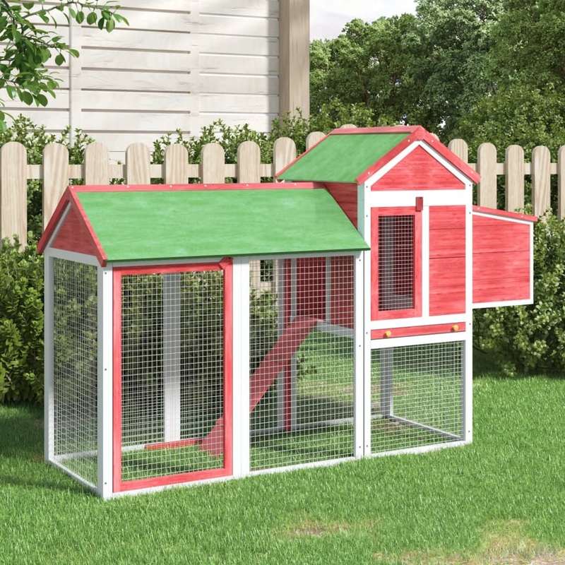 Berkfield Chicken Coop Red 193x65x117 cm Solid Wood Pine