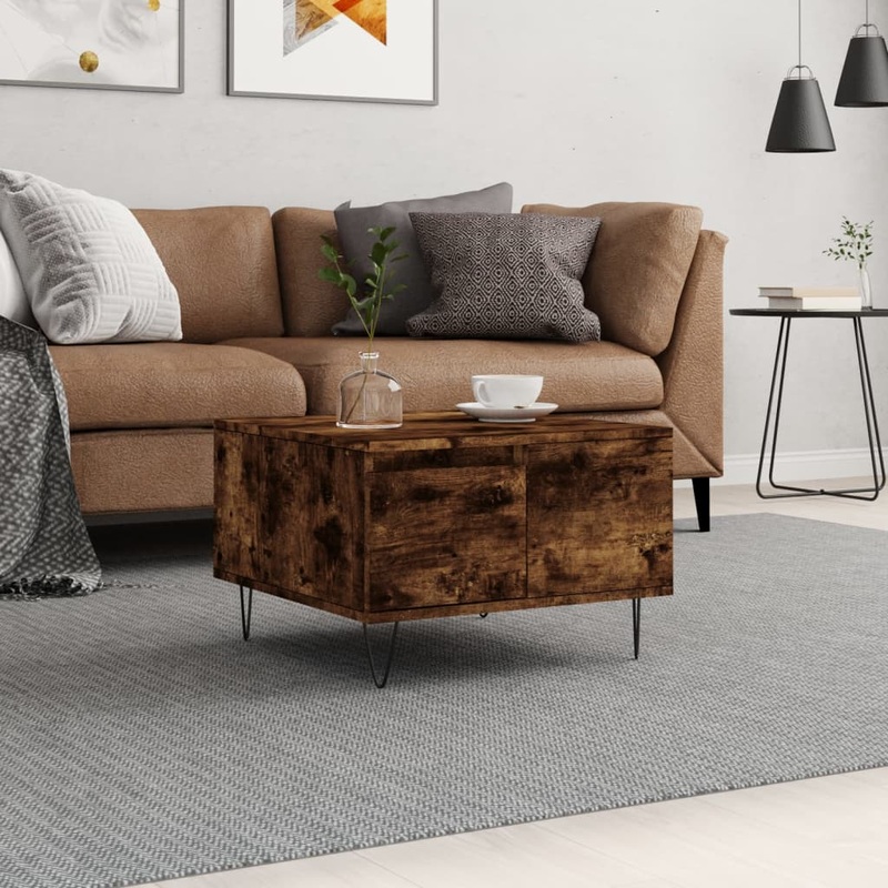Berkfield Coffee Table Smoked Oak 55x55x36.5 cm Engineered Wood