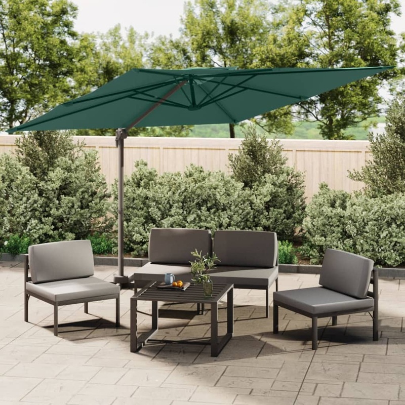 Berkfield Double Top Cantilever Umbrella Green 300×300 cm
