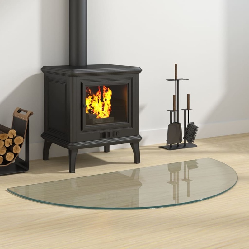 Berkfield Fireplace Glass Plate Half Round 1000×500 mm