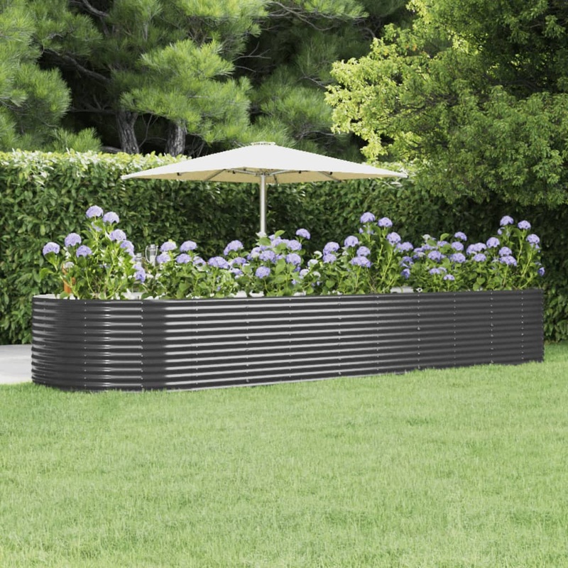 Berkfield Garden Raised Bed Anthracite 447x140x68 cm Powder-coated Steel