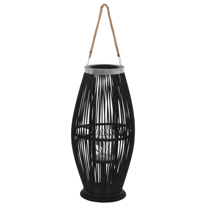 Berkfield Hanging Candle Lantern Holder Bamboo Black 60 cm