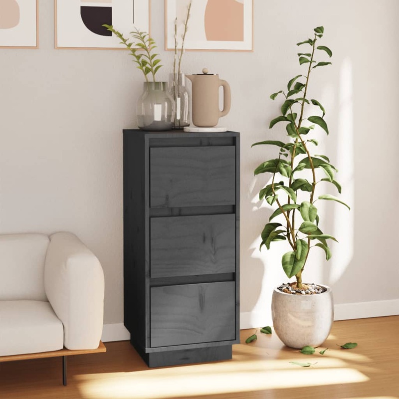 Berkfield Sideboard Grey 32x34x75 cm Solid Wood Pine