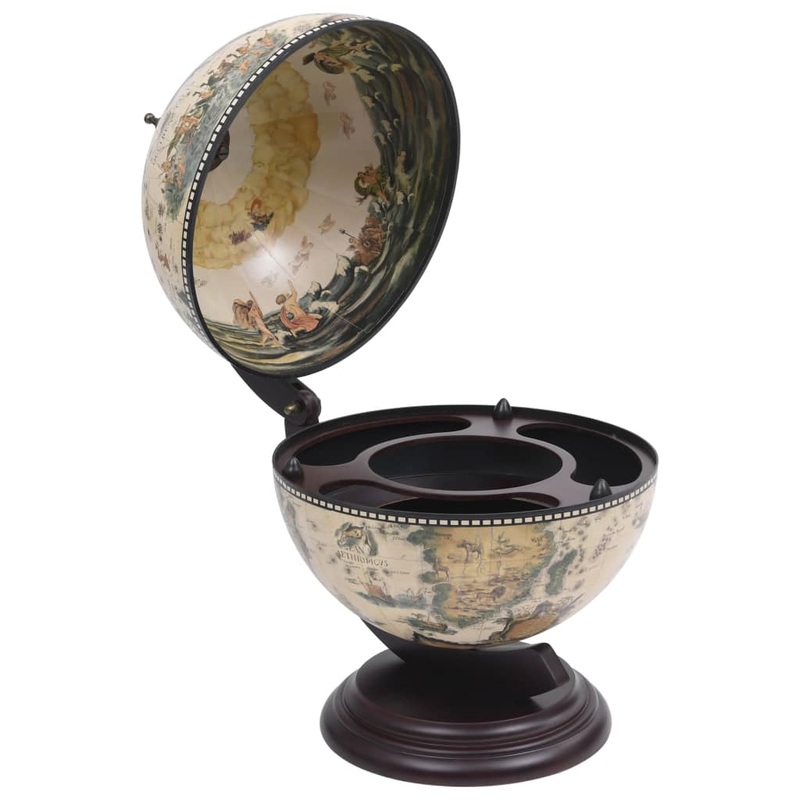 Berkfield Tabletop Globe Bar Wine Stand Eucalyptus Wood White