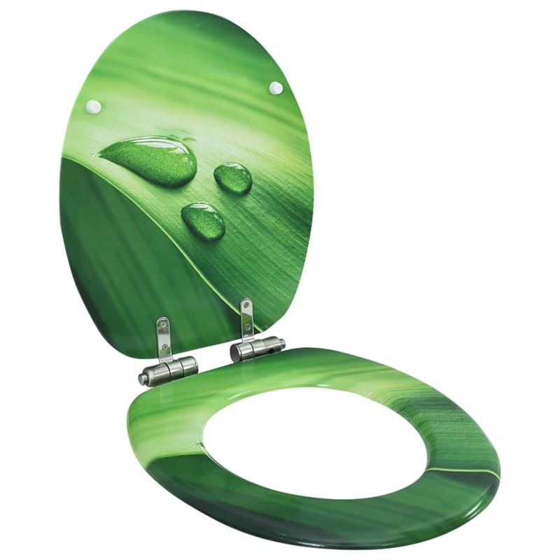 Berkfield WC Toilet Seat with Soft Close Lid MDF Green Water Drop Design
