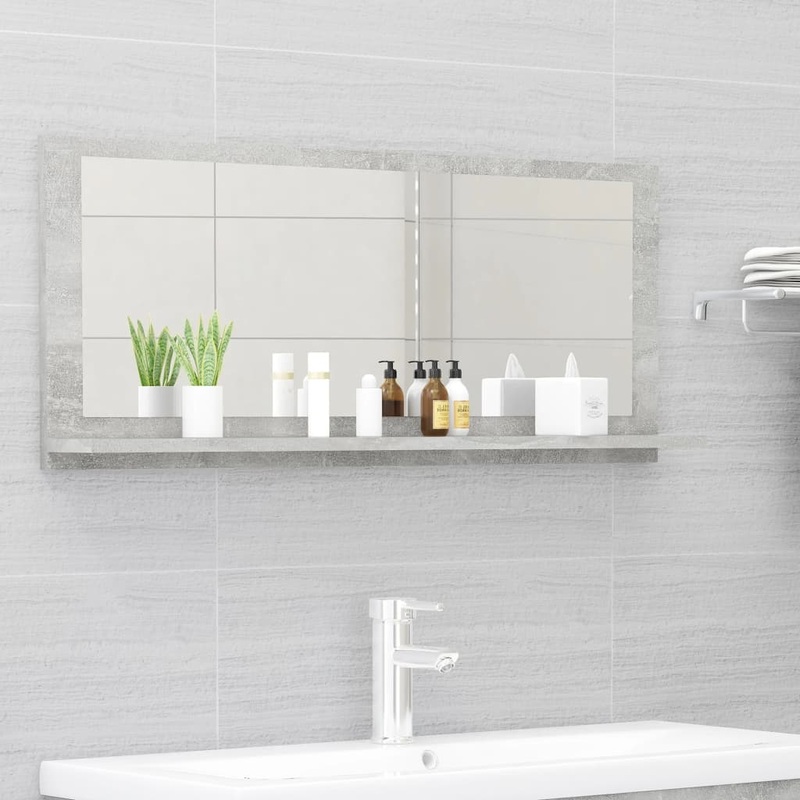 Berkfield Bathroom Mirror Concrete Grey 90×10.5×37 cm Engineered Wood