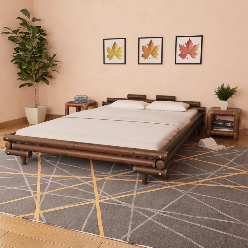 Berkfield Bed Frame Dark Brown Bamboo 160×200 cm