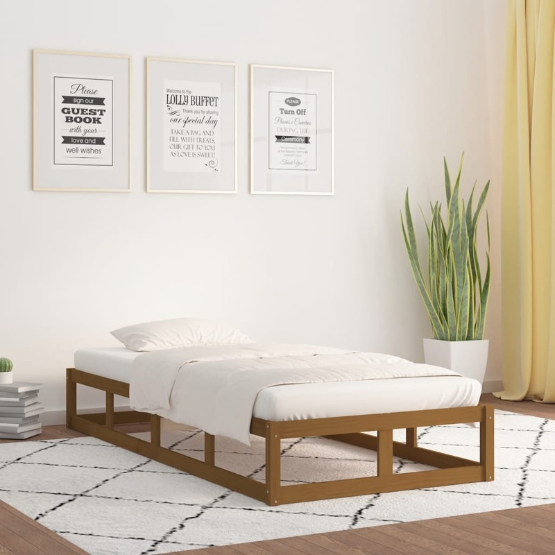 Berkfield Bed Frame Honey Brown 100×200 cm Solid Wood