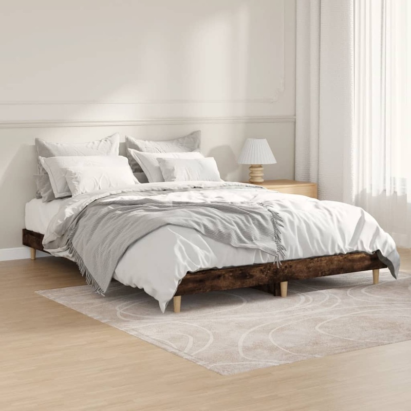 Berkfield Bed Frame Smoked Oak 140×190 cm Engineered Wood