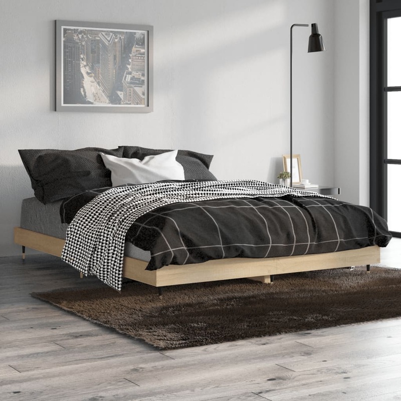 Berkfield Bed Frame Sonoma Oak 135×190 cm 4FT6 Double Engineered Wood