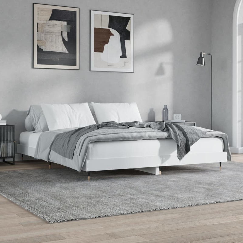Berkfield Bed Frame White 150×200 cm 5FT King Size Engineered Wood