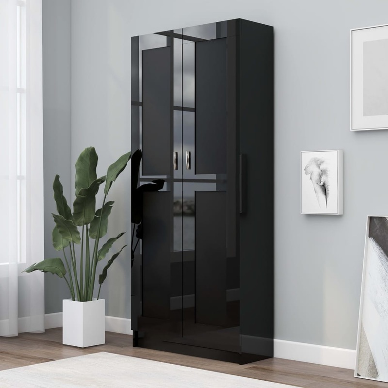 Berkfield Book Cabinet High Gloss Black 82.5×30.5×185.5 cm Engineered Wood