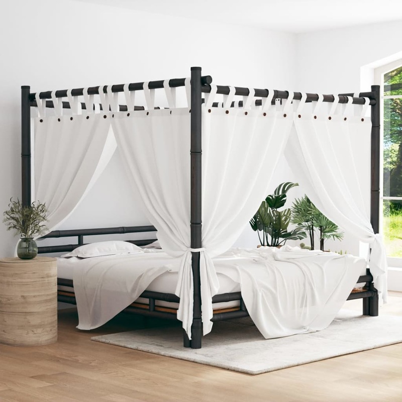 Berkfield Canopy Bed Dark Brown 200×200 cm Bamboo