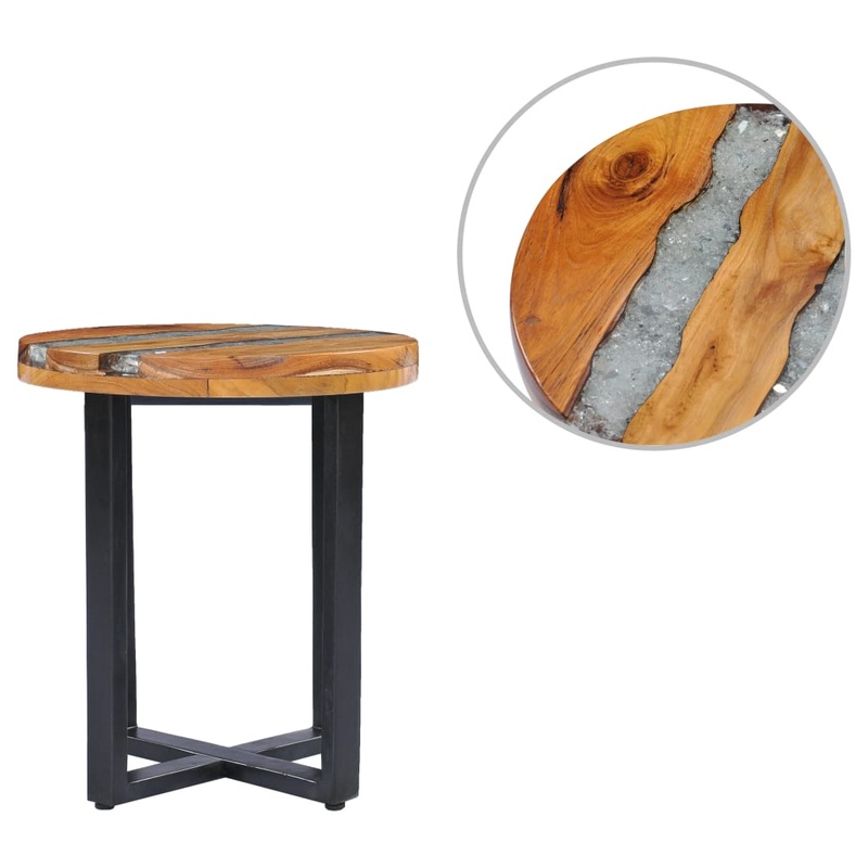 Berkfield Coffee Table 40×45 cm Solid Teak Wood and Polyresin
