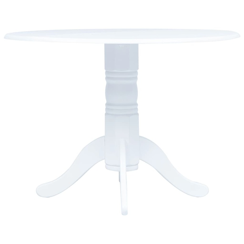 Berkfield Dining Table White 106 cm Solid Rubber Wood