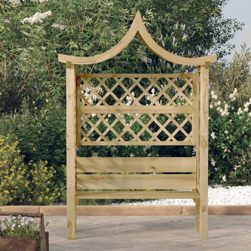 Berkfield Garden Pergola with Roof and Bench Impregnated Pinewood