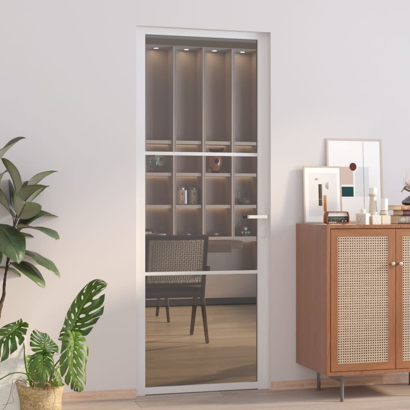 Berkfield Interior Door 76×201.5 cm White ESG Glass and Aluminium